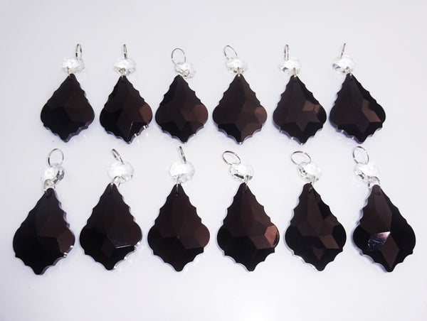 12 Black Leaf 50 mm 2" Chandelier Crystals Drops Beads Droplets Wedding Christmas Decorations 9
