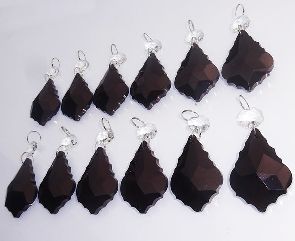 12 Black Leaf 50 mm 2" Chandelier Crystals Drops Beads Droplets Wedding Christmas Decorations 11