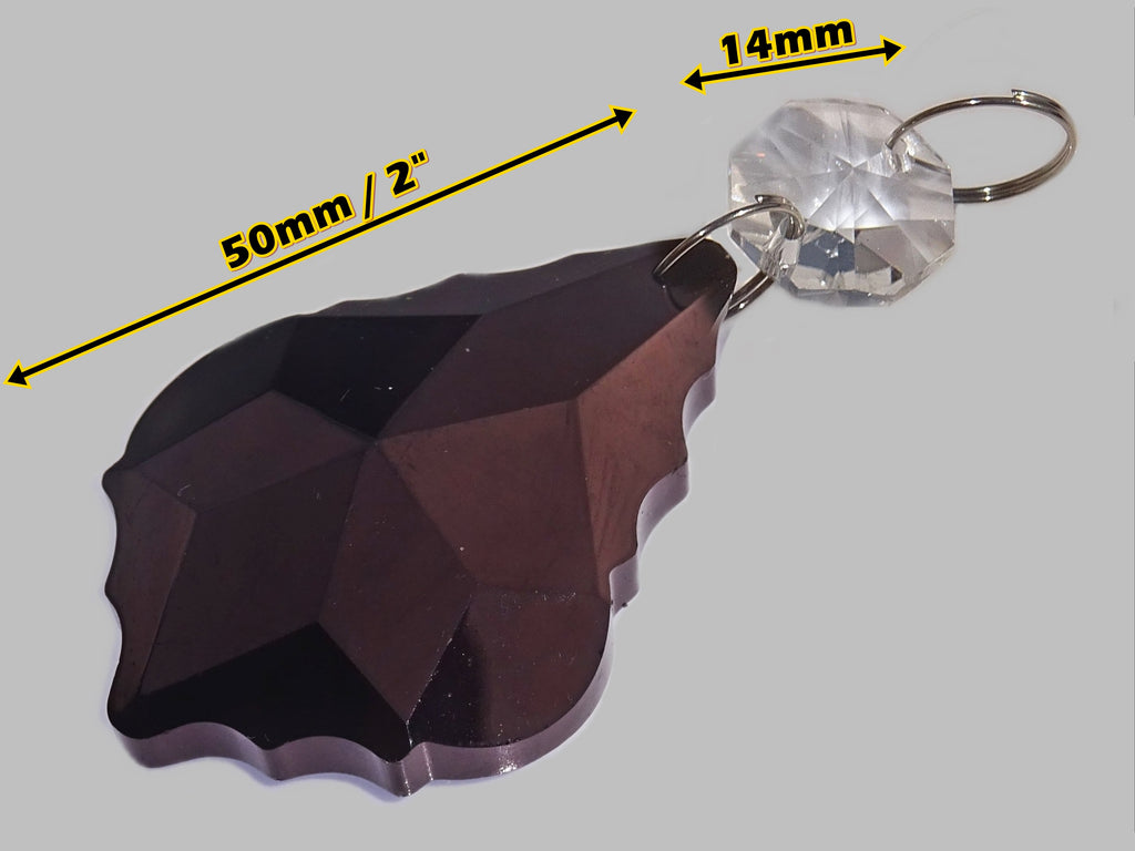 Black Cut Glass Leaf 50 mm 2" Chandelier Crystals Drops Beads Droplets Lamp Light Parts 1