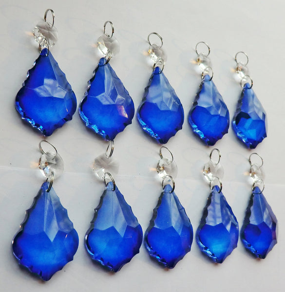 20 Royal Blue Chandelier Drops Cut Glass Crystals Beads Prisms Droplets Light Parts - Seear Lights