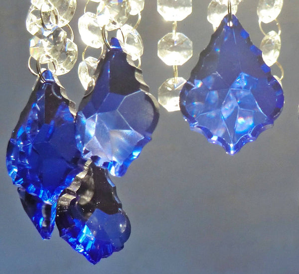 20 Royal Blue Chandelier Drops Cut Glass Crystals Beads Prisms Droplets Light Parts - Seear Lights