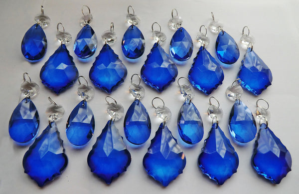 20 Royal Blue Chandelier Drops Cut Glass Crystals Beads Prisms Bundle Droplets Mixed Bundle 7