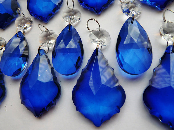20 Royal Blue Chandelier Drops Cut Glass Crystals Beads Prisms Bundle Droplets Mixed Bundle 5