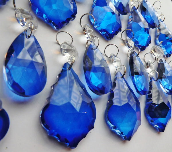 20 Royal Blue Chandelier Drops Cut Glass Crystals Beads Prisms Bundle Droplets Mixed Bundle 2