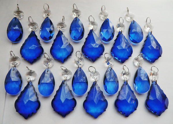 20 Royal Blue Chandelier Drops Cut Glass Crystals Beads Prisms Bundle Droplets Mixed Bundle 4