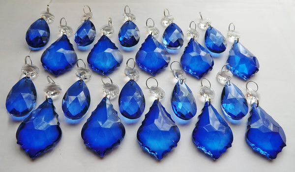 20 Royal Blue Chandelier Drops Cut Glass Crystals Beads Prisms Bundle Droplets Mixed Bundle 6