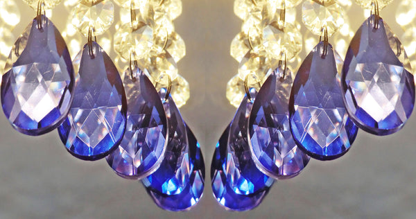 25 Royal Blue Chandelier Drops Cut Glass Crystals Beads Prisms Droplets Light Lamp Parts 10
