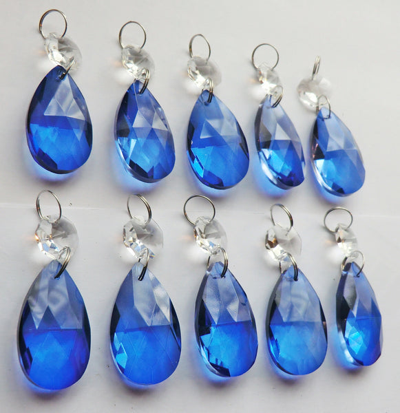 25 Royal Blue Chandelier Drops Cut Glass Crystals Beads Prisms Droplets Light Lamp Parts 7