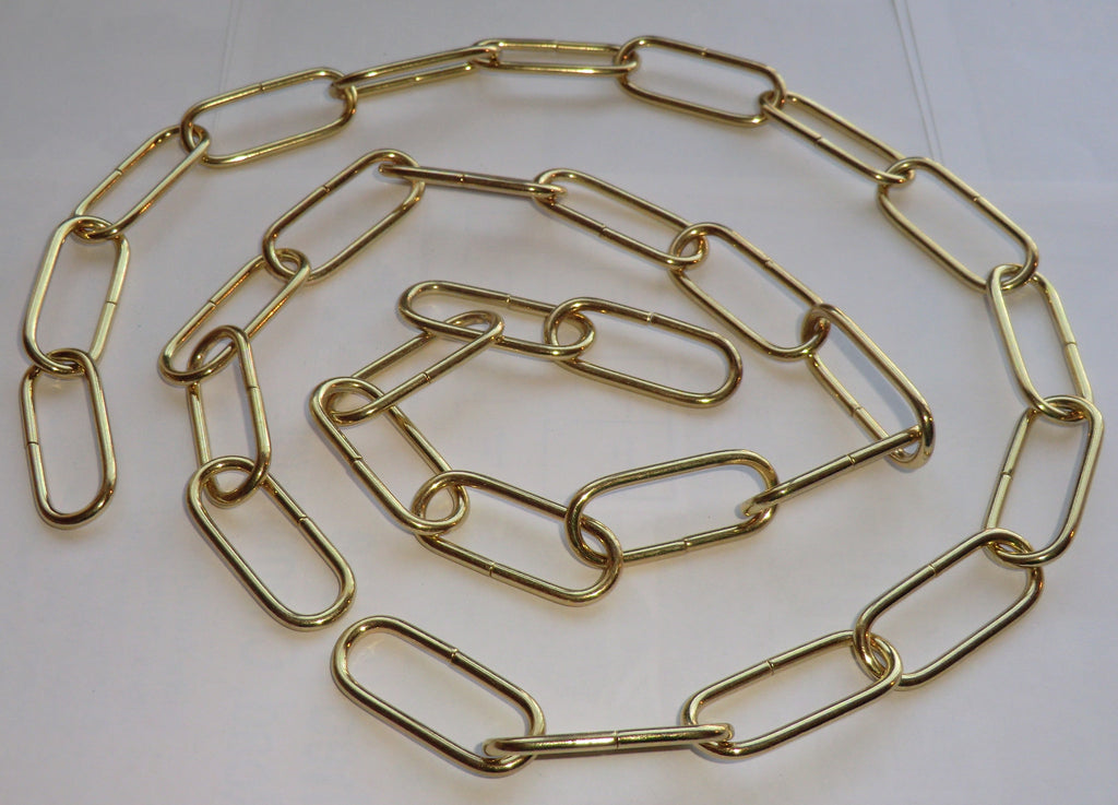 Metal Chandelier or Pendant Light Chain 0.97m 4cm Links Shiny Brass 1
