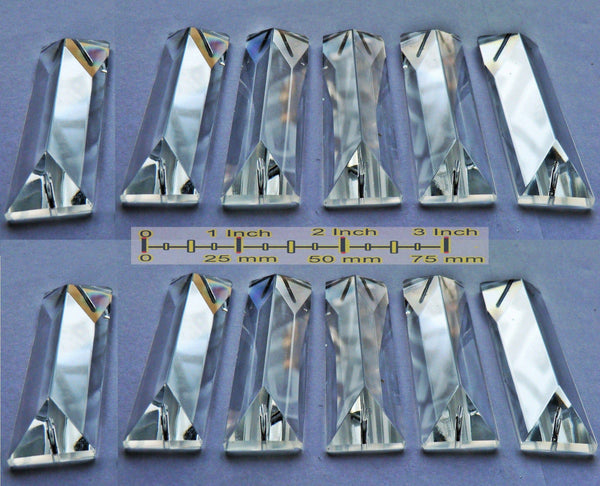 Clear Cut Glass Oblong 62 mm x 20 mm Coffin Chandelier Crystals Drops Beads Transparent Droplets 10