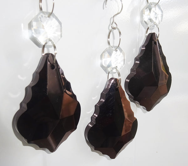 Black Cut Glass Leaf 50 mm 2" Chandelier Crystals Drops Beads Droplets Lamp Light Parts 10