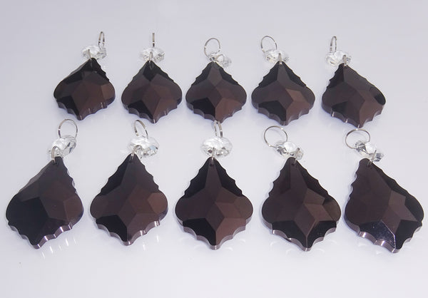 Black Cut Glass Leaf 50 mm 2" Chandelier Crystals Drops Beads Droplets Lamp Light Parts 7