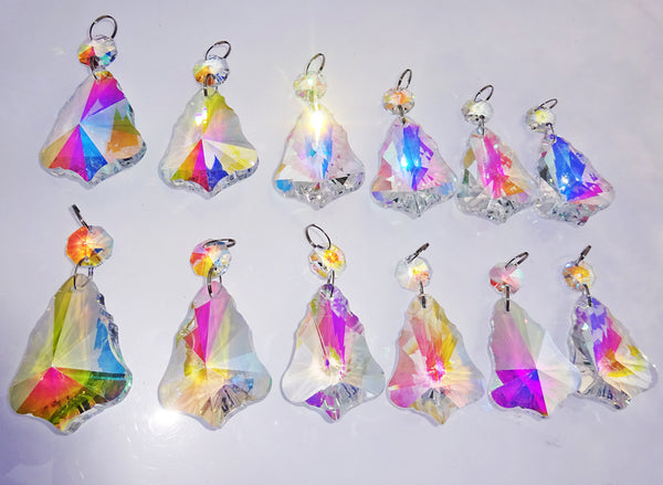 12 Aurora Borealis 50mm 2" Bell Chandelier Glass Crystals Beads AB Droplets Christmas Decorations 5