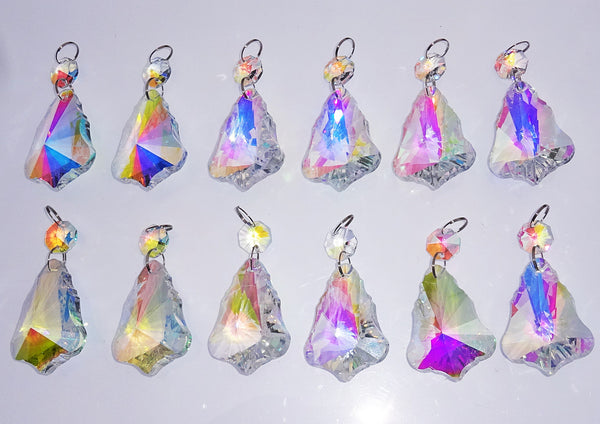 12 Aurora Borealis 50mm 2" Bell Chandelier Glass Crystals Beads AB Droplets Christmas Decorations 11