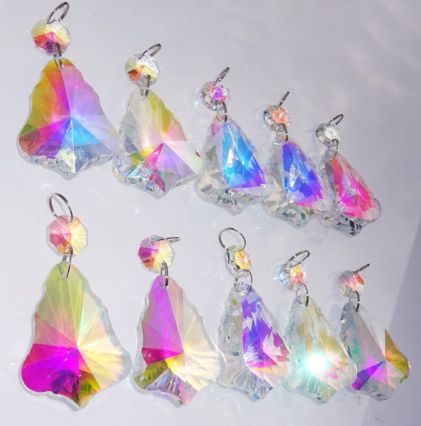 Aurora Borealis 50 mm 2" Bell Chandelier Glass Crystals Double Facet Drops Beads AB Droplets 11