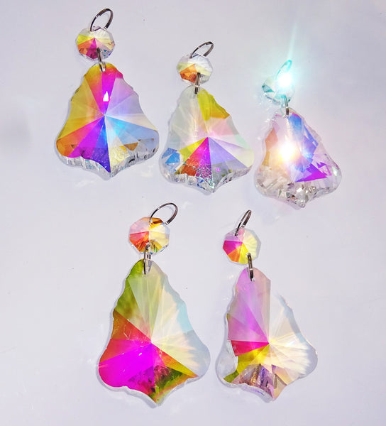 Aurora Borealis 50 mm 2" Bell Chandelier Glass Crystals Double Facet Drops Beads AB Droplets 4
