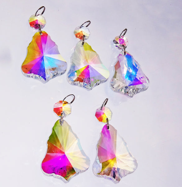 Aurora Borealis 50 mm 2" Bell Chandelier Glass Crystals Double Facet Drops Beads AB Droplets 5
