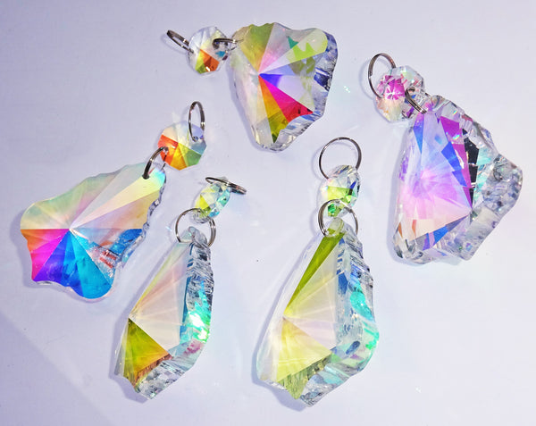 1 Aurora Borealis 50 mm 2" Bell Chandelier Cut Glass Crystals Double Facet Drops Beads AB Droplets - Seear Lights