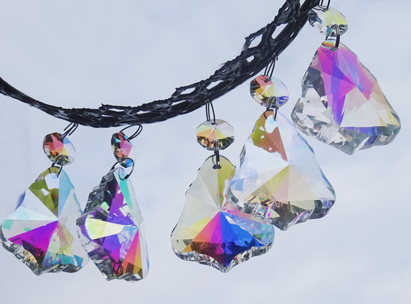 Aurora Borealis 50 mm 2" Bell Chandelier Glass Crystals Double Facet Drops Beads AB Droplets 6