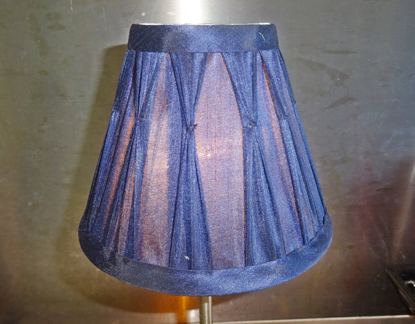 Navy Blue Clip On Bulb Candle Lampshade 6 Inch Chandelier Shade Pleated Chic Classy 6