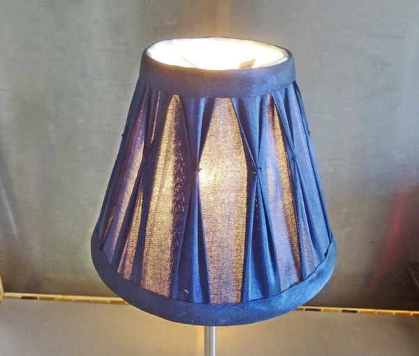 Navy Blue Clip On Bulb Candle Lampshade 6 Inch Chandelier Shade Pleated Chic Classy 7