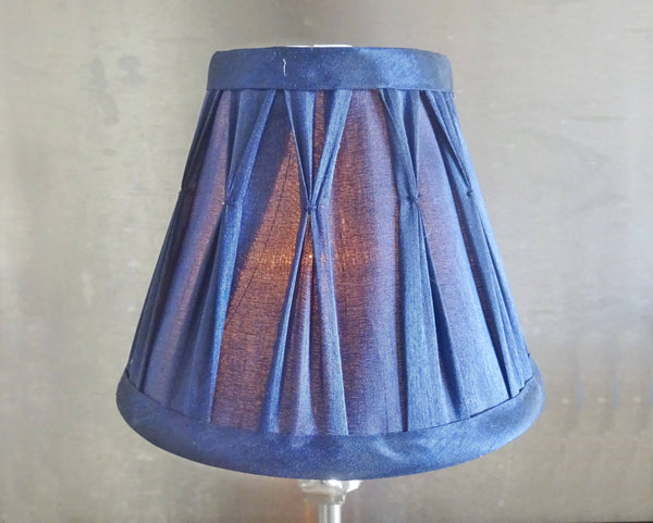 Navy Blue Clip On Bulb Candle Lampshade 6 Inch Chandelier Shade Pleated Chic Classy 9