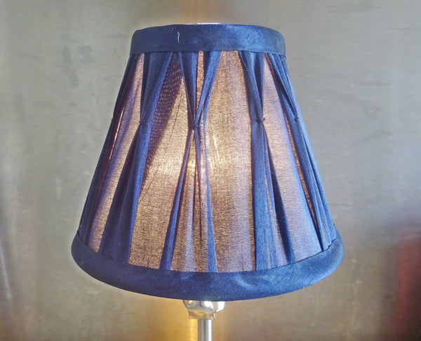Navy Blue Clip On Bulb Candle Lampshade 6 Inch Chandelier Shade Pleated Chic Classy 10