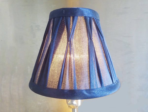 Navy Blue Clip On Bulb Candle Lampshade 6 Inch Chandelier Shade Pleated Chic Classy 3
