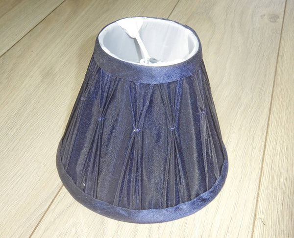 Navy Blue Clip On Bulb Candle Lampshade 6 Inch Chandelier Shade Pleated Chic Classy 2
