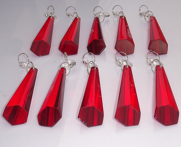 Red Cut Glass Icicles 72 mm 3" Chandelier Crystals Drops Beads Droplets Light Lamp Parts 9