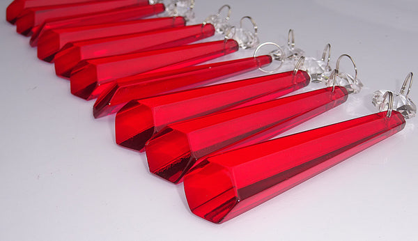 Red Cut Glass Icicles 72 mm 3" Chandelier Crystals Drops Beads Droplets Light Lamp Parts 12