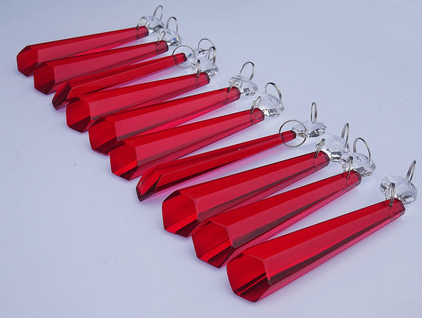 Red Cut Glass Icicles 72 mm 3" Chandelier Crystals Drops Beads Droplets Light Lamp Parts 10