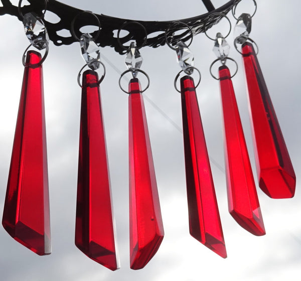 Red Cut Glass Icicles 72 mm 3" Chandelier Crystals Drops Beads Droplets Light Lamp Parts 4