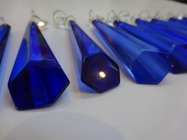 25 Royal Blue Chandelier Drops Cut Glass Crystals Beads Prisms Droplets Light Lamp Parts 5