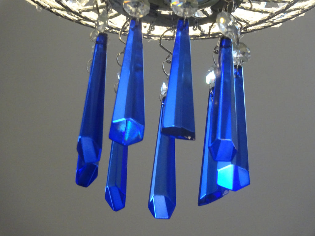 25 Cobalt Blue Chandelier Drops Cut Glass Crystals Beads Prisms Droplets Light Lamp Parts