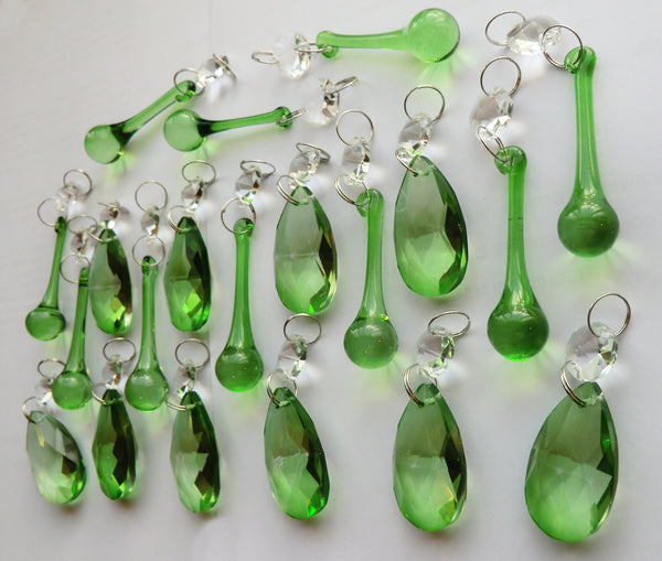 20 Emerald Green Chandelier Drops Crystals Beads Prisms Mix Droplets Light Parts Bundle 6