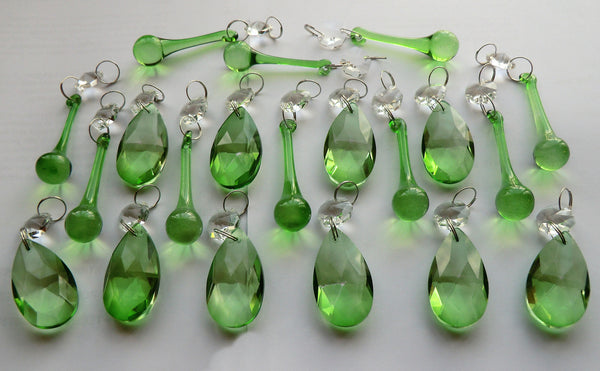 20 Emerald Green Chandelier Drops Crystals Beads Prisms Mix Droplets Light Parts Bundle 3