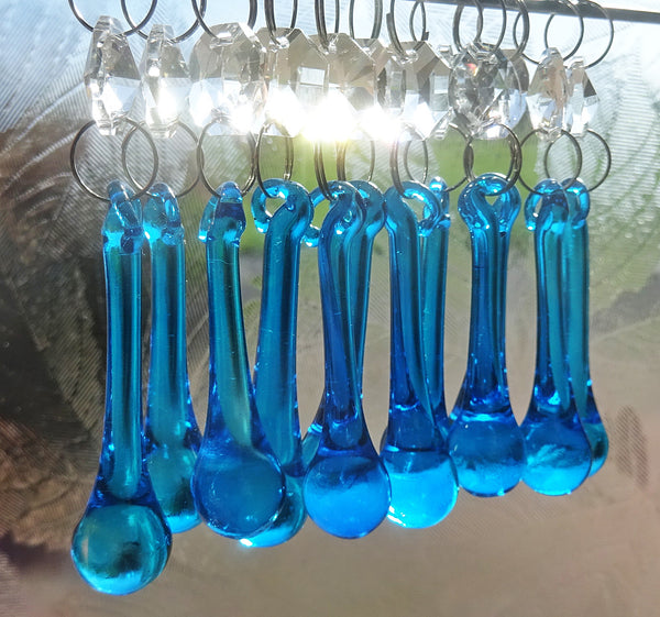 Teal Blue Cut Glass Orbs 53 mm 2" Chandelier Crystals Droplets Beads Drops Lamp Light Parts 11