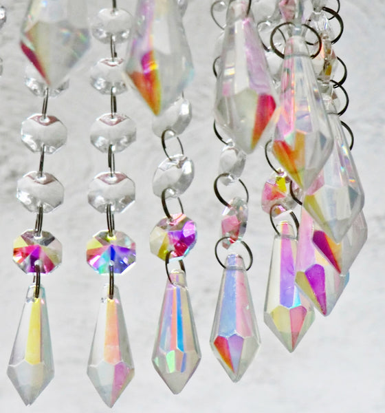 Aurora Borealis 37 mm 1.5" Torpedo Chandelier Glass Crystals Drops Beads AB Droplets Light Parts 6