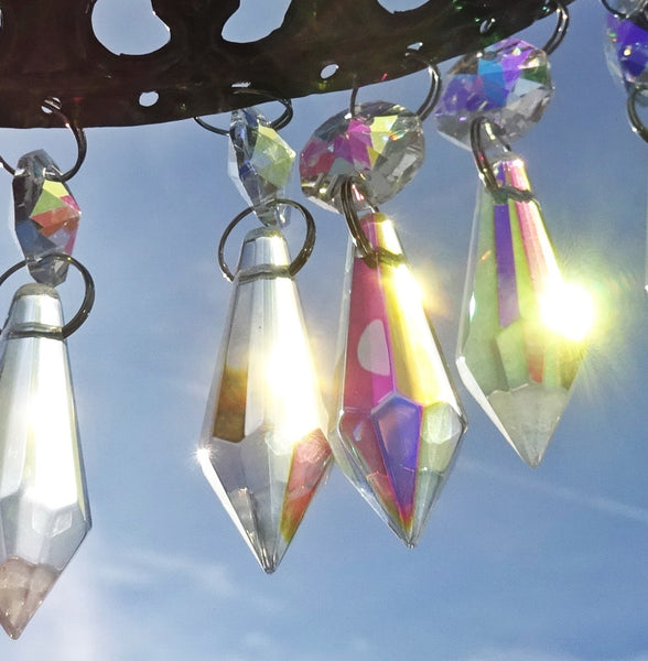 12 Aurora Borealis Torpedo 37 mm 1.5" Chandelier Crystals Drops Beads Droplets Christmas Wedding Decorations 3