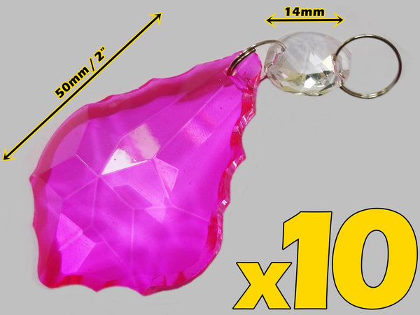 20 Hot Pink Chandelier Drops Crystals Droplets Beads Cut Glass Prisms Lamp Light Parts Drops 5