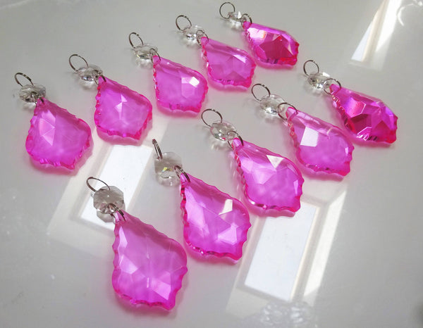 Hot Pink Cut Glass Leaf 50 mm 2" Chandelier Crystals Drops Beads Droplets Light Lamp Part 9