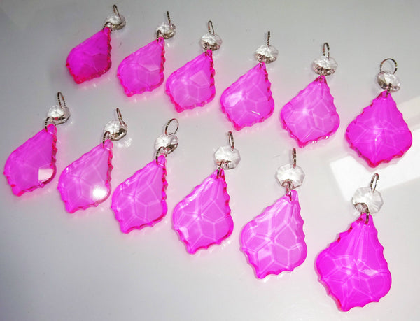 12 Hot Pink Leaf 50 mm 2" Chandelier Crystals Drops Beads Droplets Christmas Wedding Decorations 7
