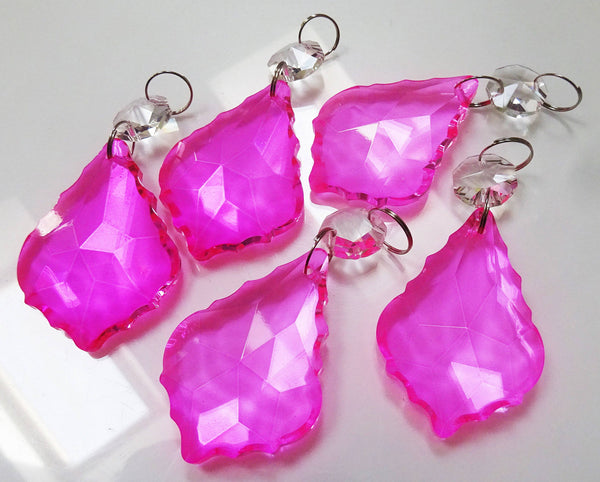 Hot Pink Cut Glass Leaf 50 mm 2" Chandelier Crystals Drops Beads Droplets Light Lamp Part 4