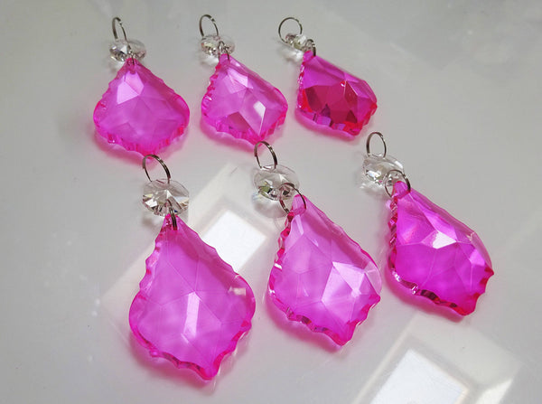 Hot Pink Cut Glass Leaf 50 mm 2" Chandelier Crystals Drops Beads Droplets Light Lamp Part 7