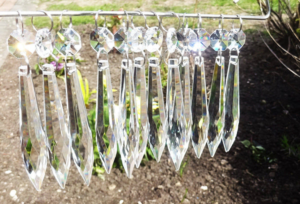 12 Clear 76 mm 3" Icicle Chandelier Crystals Drops Beads Droplets Christmas Decorations 4