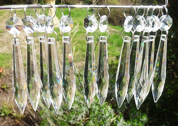 12 Clear 76 mm 3" Icicle Chandelier Crystals Drops Beads Droplets Christmas Decorations 11