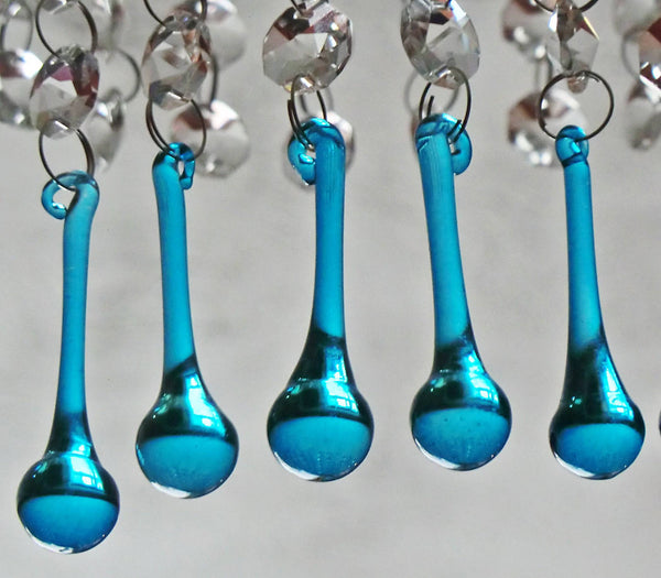 20 Turquoise Teal Chandelier Drops Beads Prisms Cut Glass Crystals Droplets Light Lamp Parts 7