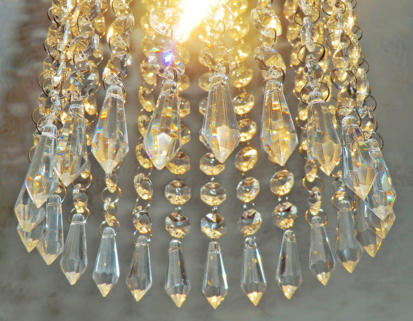 1 Chain Strand Clear Glass Torpedo 10 inch Chandelier Drops Crystals Beads Garland 5