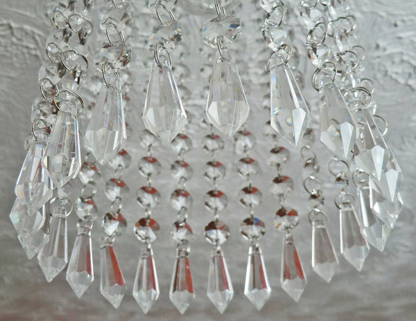 1 Chain Strand Clear Glass Torpedo 10 inch Chandelier Drops Crystals Beads Garland 9